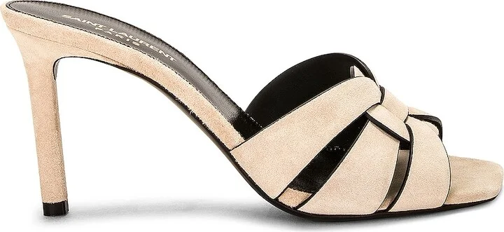 Saint Laurent Tribute Mule Sandal in Cream
