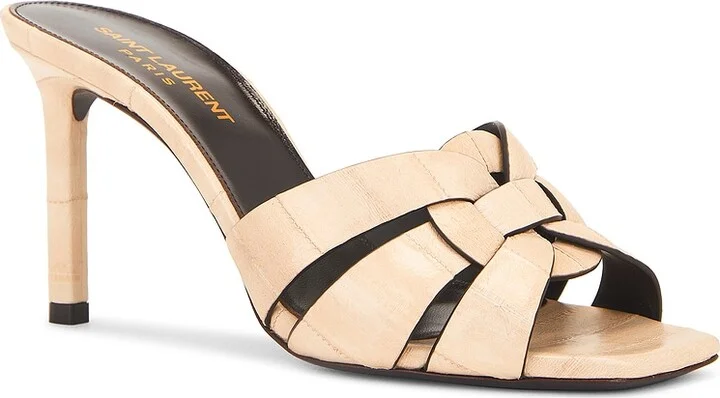 Saint Laurent Tribute Mule Sandal in Ivory - Image 2
