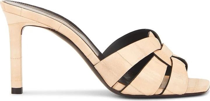 Saint Laurent Tribute Mule Sandal in Ivory