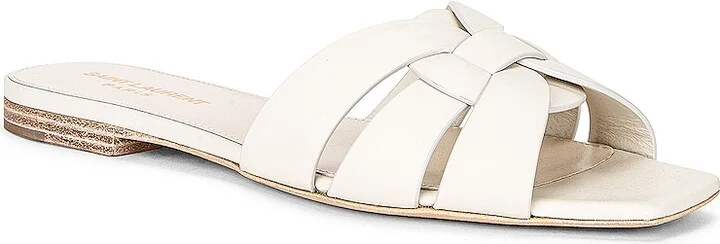 Saint Laurent Tribute Nu Pieds Flat Sandals in White - Image 2