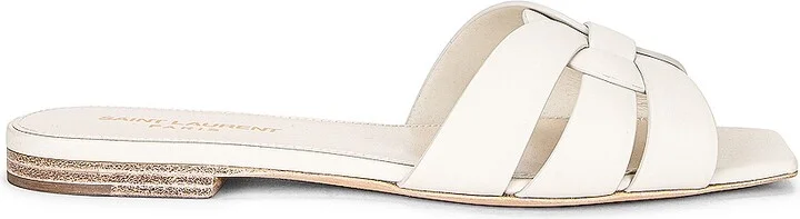 Saint Laurent Tribute Nu Pieds Flat Sandals in White