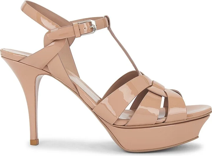 Saint Laurent Tribute Platform Sandal in Beige