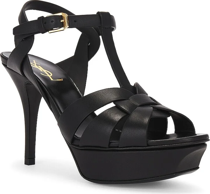 Saint Laurent Tribute Platform Sandal in Black - Image 2