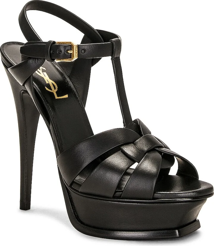Saint Laurent Tribute Platform Sandal in Black - Image 2