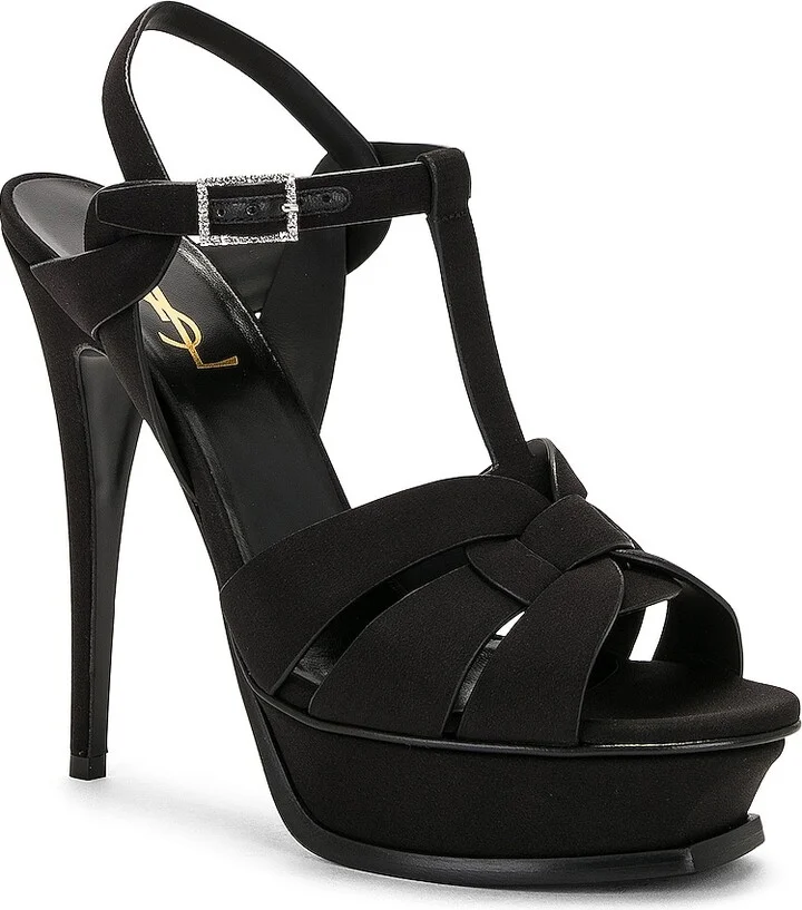 Saint Laurent Tribute Platform Sandal in Black - Image 2
