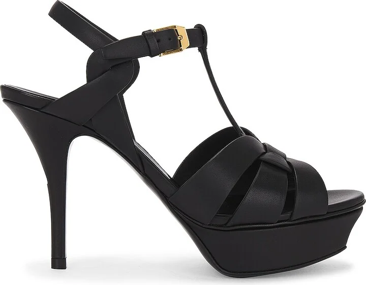 Saint Laurent Tribute Platform Sandal in Black