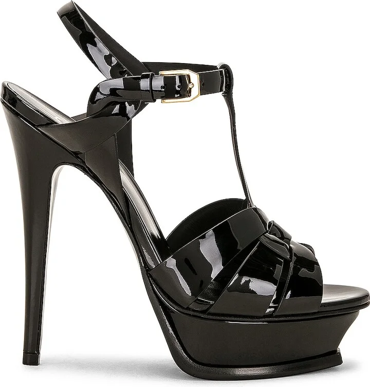 Saint Laurent Tribute Platform Sandal in Black