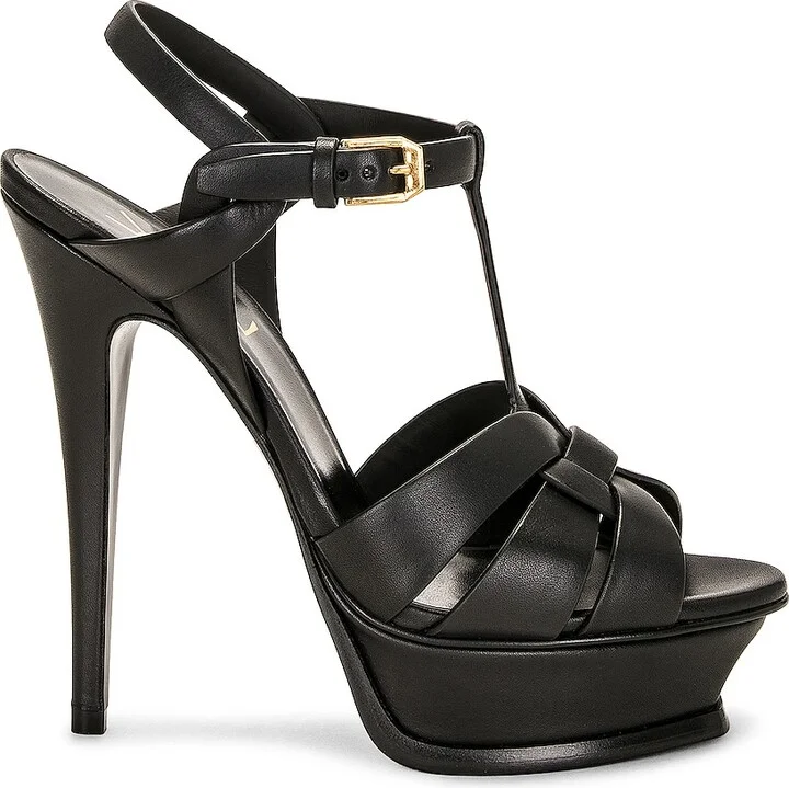 Saint Laurent Tribute Platform Sandal in Black