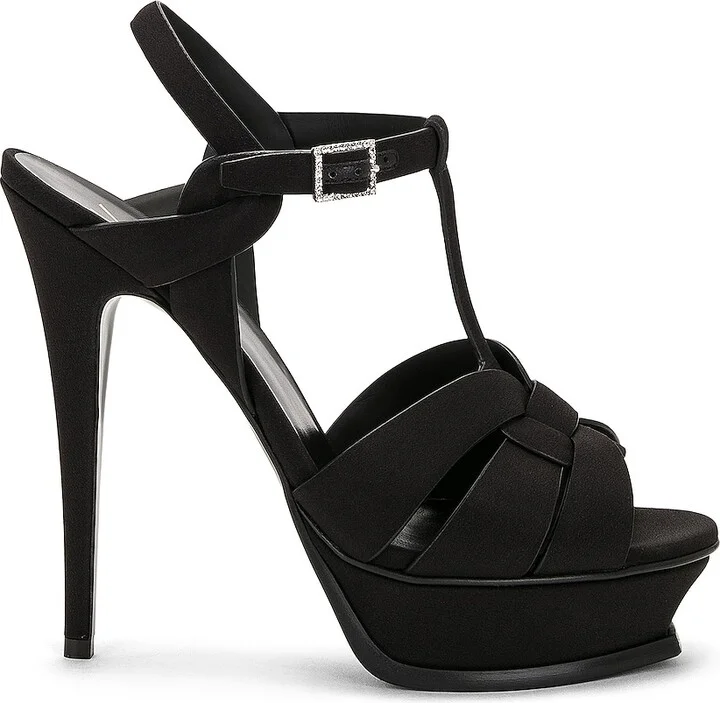 Saint Laurent Tribute Platform Sandal in Black