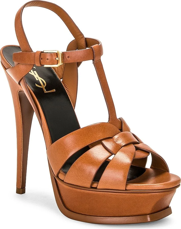 Saint Laurent Tribute Platform Sandal in Brown - Image 2