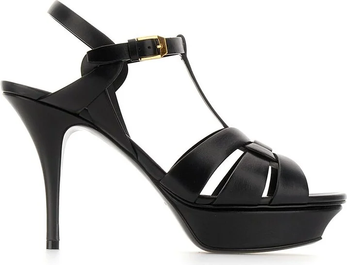 Saint Laurent Tribute Platform Sandals In Smooth Leather Shoes - Image 3