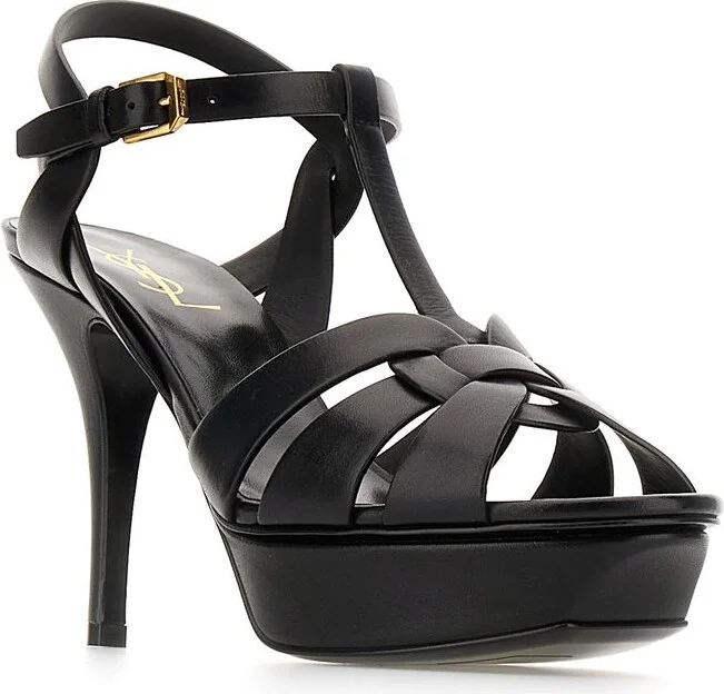 Saint Laurent Tribute Platform Sandals In Smooth Leather Shoes - Image 5