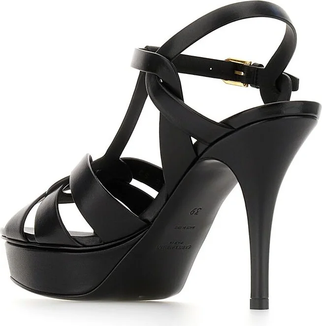 Saint Laurent Tribute Platform Sandals In Smooth Leather Shoes - Image 8