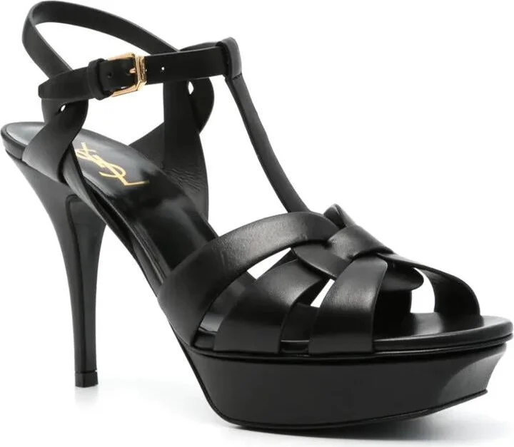 Saint Laurent Tribute Platform Sandals In Smooth Leather Shoes - Image 2