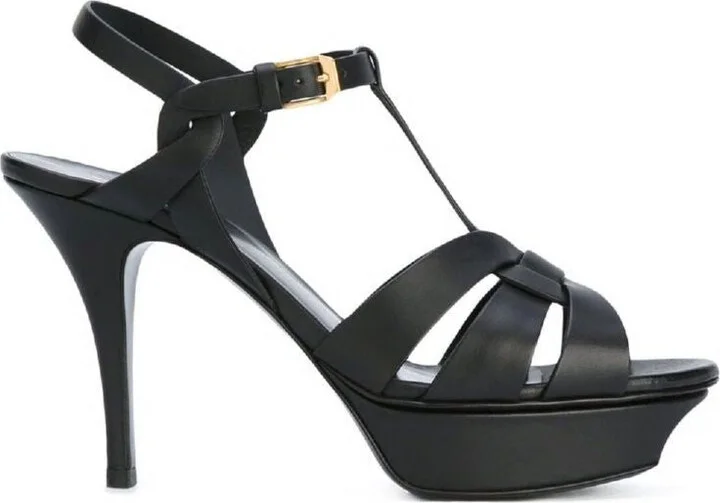 Saint Laurent Tribute Platform Sandals In Smooth Leather Shoes