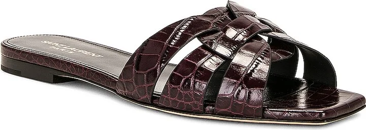 Saint Laurent Tribute Sandal in Burgundy - Image 2