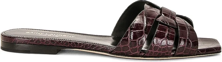 Saint Laurent Tribute Sandal in Burgundy