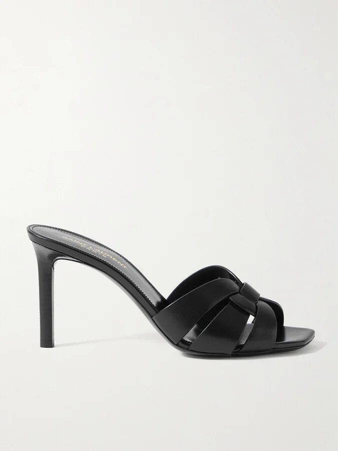 SAINT LAURENT - Tribute Woven Leather Mules - Black