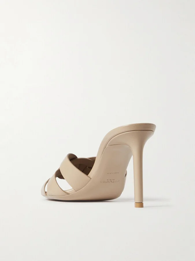 SAINT LAURENT - Tribute Woven Leather Mules - Neutrals - Image 3