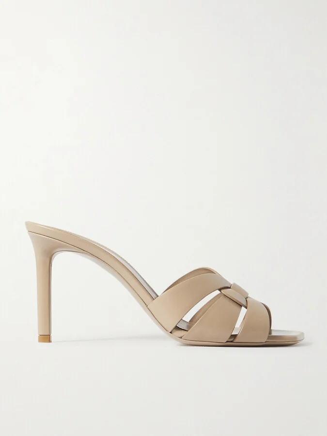 SAINT LAURENT - Tribute Woven Leather Mules - Neutrals