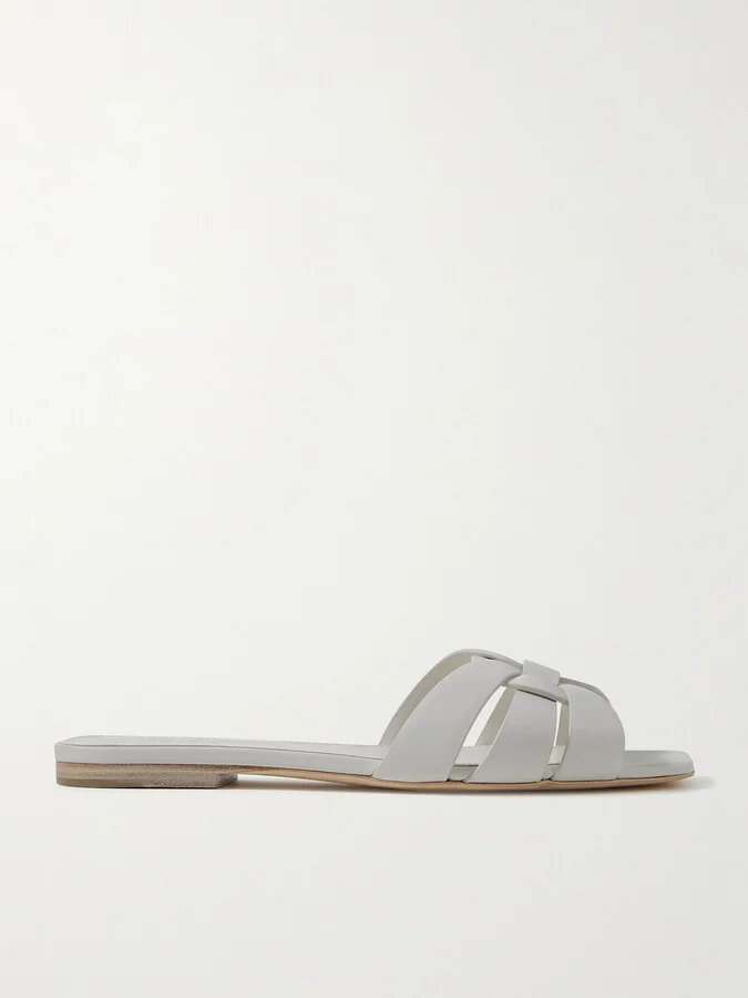 SAINT LAURENT - Tribute Woven Leather Slides - Off-white - Image 5