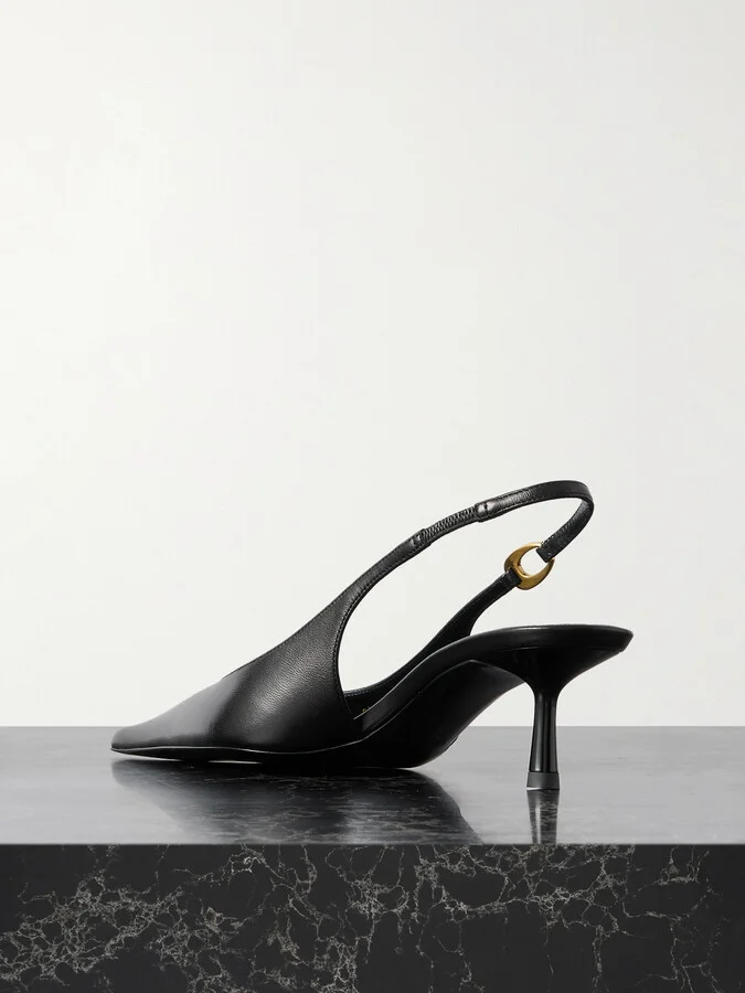SAINT LAURENT - Vendôme Embellished Leather Slingback Pumps - Black - Image 3