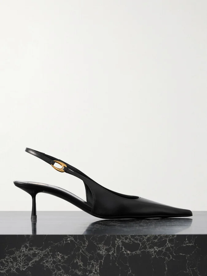 SAINT LAURENT - Vendôme Embellished Leather Slingback Pumps - Black