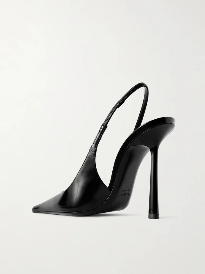 SAINT LAURENT - Vendôme Glossed-leather Slingback Pumps - Black - Image 3