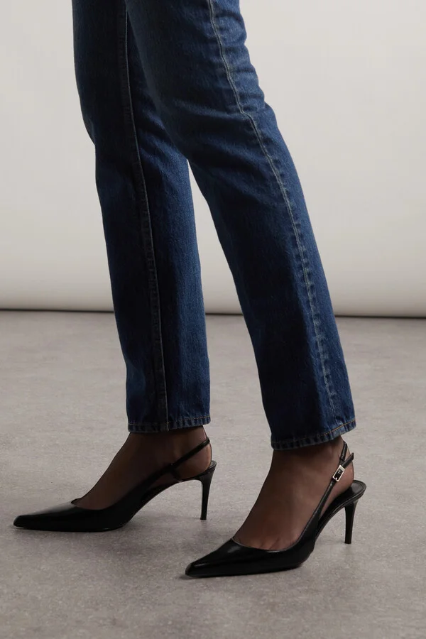 SAINT LAURENT - Vendome Patent-leather Slingback Pumps - Black - Image 2