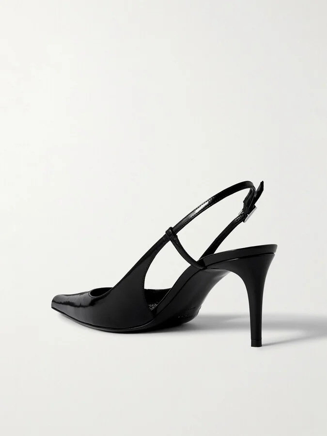 SAINT LAURENT - Vendome Patent-leather Slingback Pumps - Black - Image 3