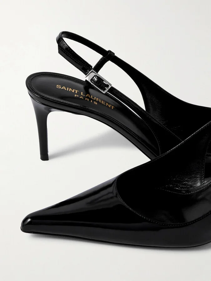 SAINT LAURENT - Vendome Patent-leather Slingback Pumps - Black - Image 4