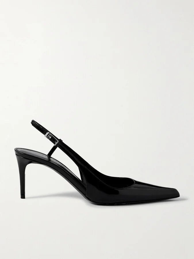 SAINT LAURENT - Vendome Patent-leather Slingback Pumps - Black