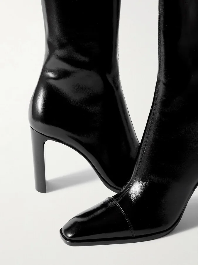 SAINT LAURENT - Venetia Leather Knee Boots - Black - Image 4