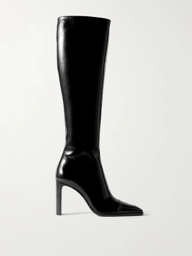 SAINT LAURENT - Venetia Leather Knee Boots - Black