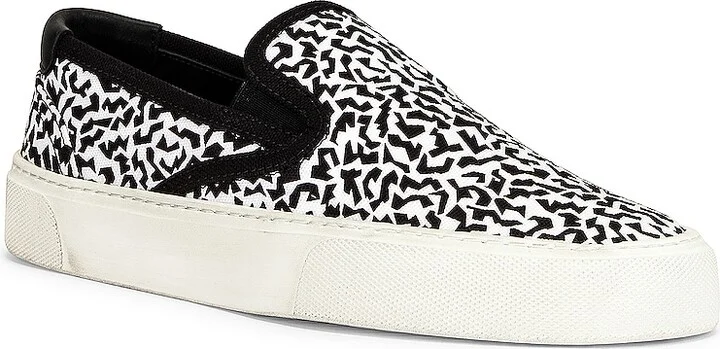 Saint Laurent Venice Low Slip On Sneakers in Black,White - Image 2
