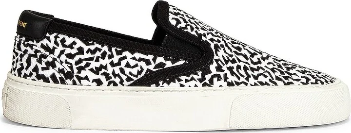 Saint Laurent Venice Low Slip On Sneakers in Black,White