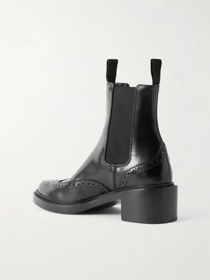 SAINT LAURENT - Vincent Perforated Leather Chelsea Boots - Black - Image 3