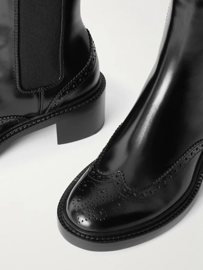 SAINT LAURENT - Vincent Perforated Leather Chelsea Boots - Black - Image 4