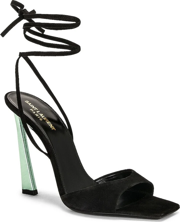 Saint Laurent Vitti Wrap Around Sandal in Black - Image 2