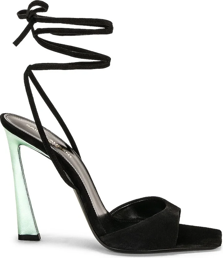 Saint Laurent Vitti Wrap Around Sandal in Black