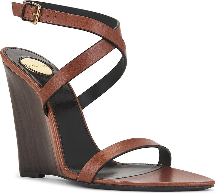 Saint Laurent Wedge Sandal in Brown - Image 2