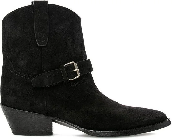 Saint Laurent West Buckled Pointed Toe Boots