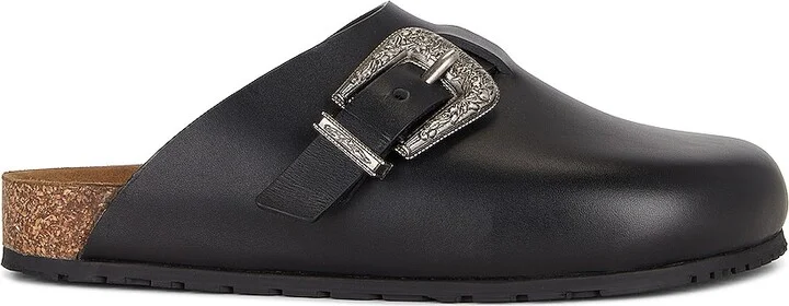 Saint Laurent Western Buckles Mule in Black