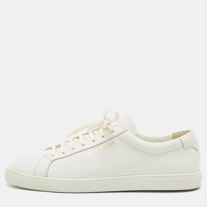 Saint Laurent White Leather Andy Sneakers Size 45.5