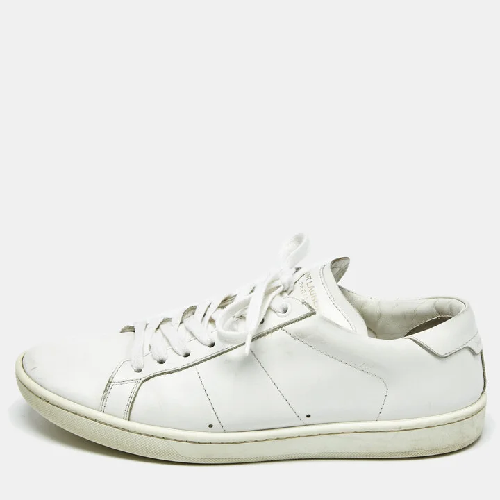 Saint Laurent White Leather Lace Up Sneakers Size 40