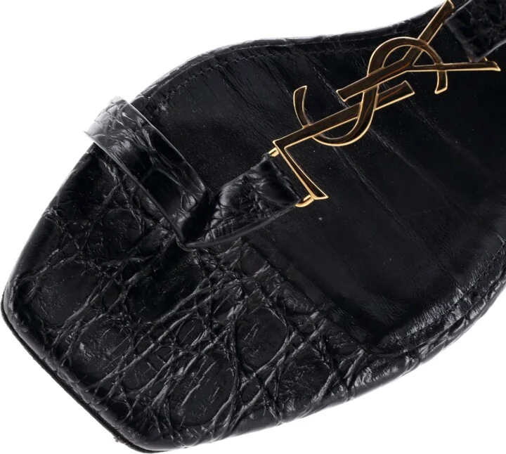 Saint Laurent Women's Cassandra Flat Sandals Crocodile Embossed Leather - Image 5