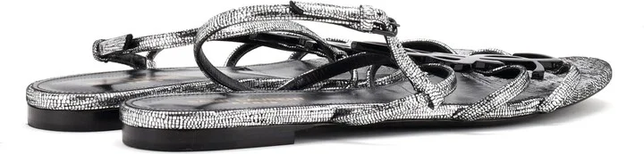 Saint Laurent Women's Cassandra Flat Sandals Leather - Image 3