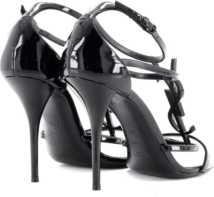 Saint Laurent Women's Cassandra Heeled Sandals Patent 100 - Image 3
