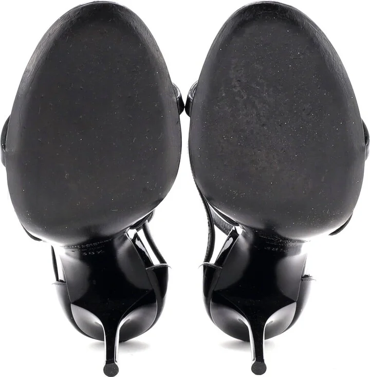 Saint Laurent Women's Cassandra Heeled Sandals Patent 100 - Image 4