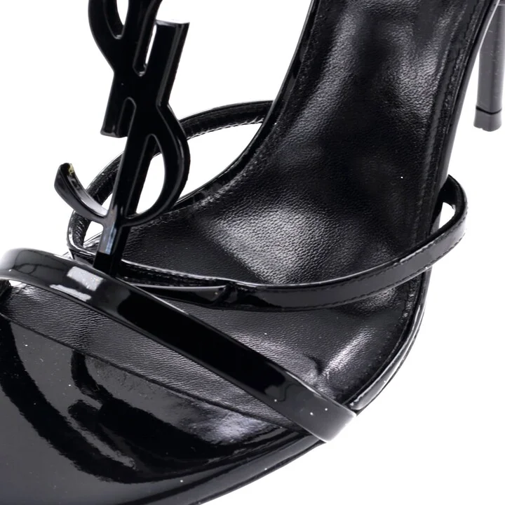 Saint Laurent Women's Cassandra Heeled Sandals Patent 100 - Image 5